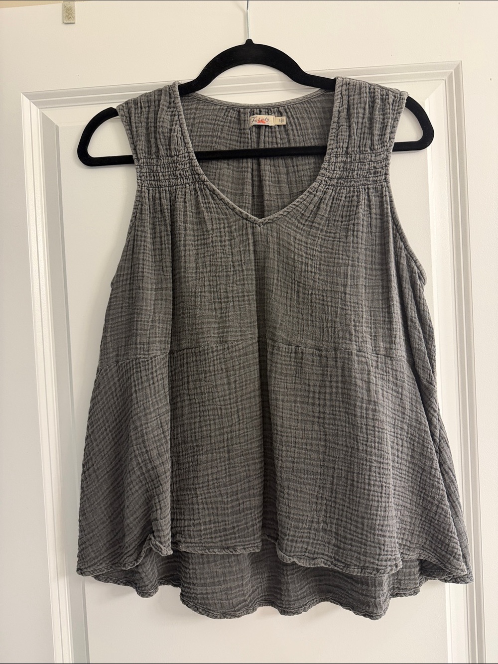 Faherty Gray Gauze V-Neck Tank